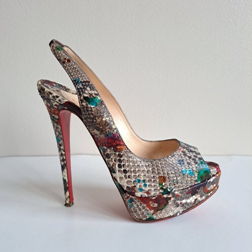 Christian Louboutin Python Leather Lady Peep Toe … - image 1